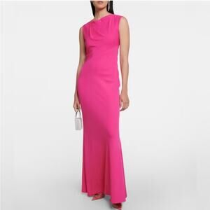 Roland Mouret Pink Stretch Cady Maxi Dress Size 2 Elegant Evening Gown